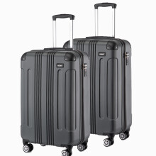 (Grey, 24+28inch) 19/24/28 Inch  Hard Shell Suitcase Set ABS with 4 Wheels Spinner