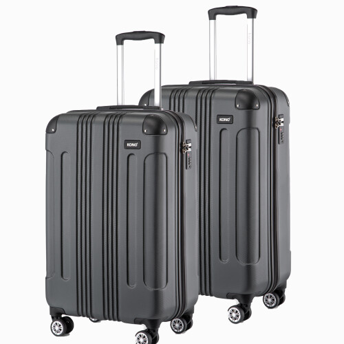 (Grey, 24+28inch) 19/24/28 Inch  Hard Shell Suitcase Set ABS with 4 Wheels Spinner