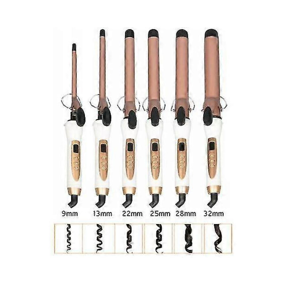 (9MM, EU Plug) 9-32Mm Professional Ceramic Hair Curler Led Curling Wand Salon Tongs Styler-image