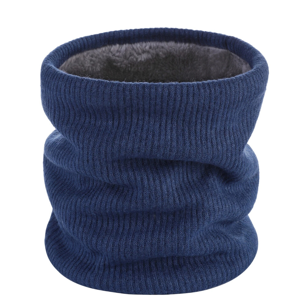(Blue) Fleece Neck Warmer Thermal Snoods Thick Winter Cold Weather Knitted