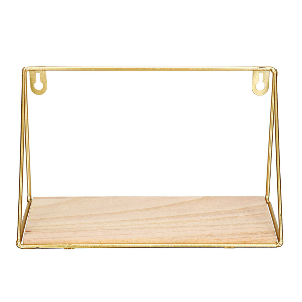 (#5 Golden L) Floating Corner Wall Iron Shelf Wall Mounted Wood Storage Shelf Home Office Decoration Display 8727971759042