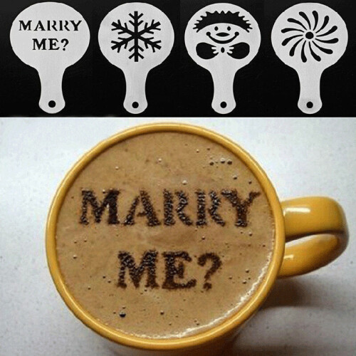 16 Pcs Plastic Coffee Template Stencils Cappuccino Chocolate Latte Art Mold Tools 2