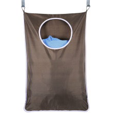 (Coffee) Oxford Laundry Hamper Bag Clothes Storage Bag Door with Hanging Stainless Steel Hook