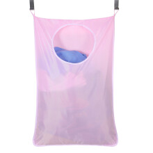 (Pink) Oxford Laundry Hamper Bag Clothes Storage Bag Door with Hanging Stainless Steel Hook