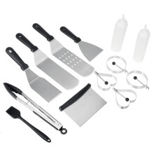 Stainless Steel Griddle Cooking Kit Grill Spatula Tongs Egg Ring Flipper Scraper Grill Kit