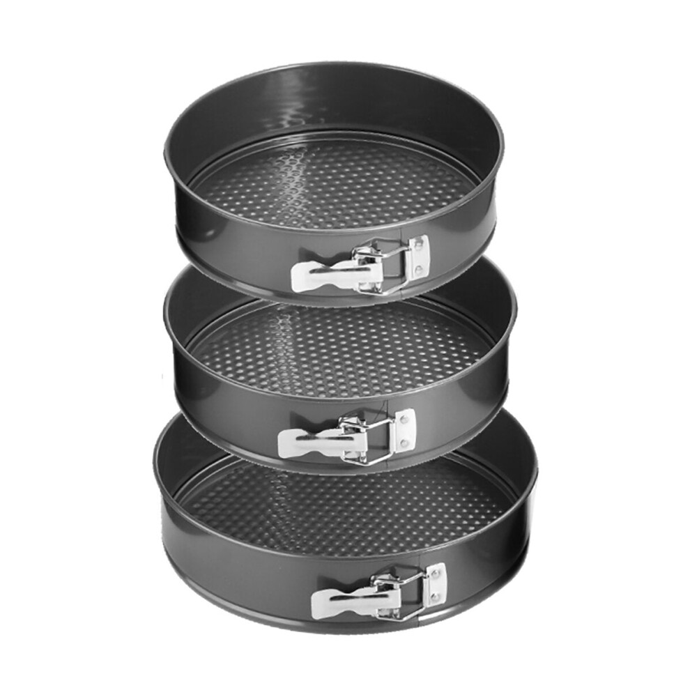 (Grey, 24/26/28cm) Stainless Steel Non-stick Metal Bake Mould Round Cake Pan Bakeware Molds Removable Bottom Bakeware Set