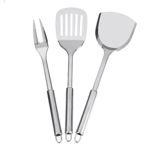 3 Pcs Kitchen Tool Stainless Steel Kitchenware Spatula Meat Fork Leakage Shovel 1