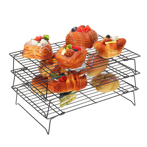 Stainless Steel Three-layer Folding Baking Cooling Rack Biscuit Rack Drying Net Baking Appliance 2