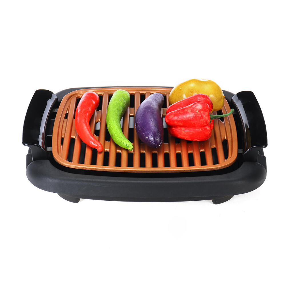 (220V EU Plug) Smokeless Electric Roast BBQ Grill Indoor Grill Nonstick Pan & Portable Outdoor Barbecue Grill