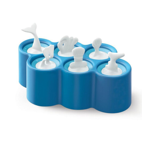 (Dark Blue) DIY Silicone 6 Cavity Fish Shape Ice Cream Mold Ice Pop Stick Maker Kitchen Tools 2