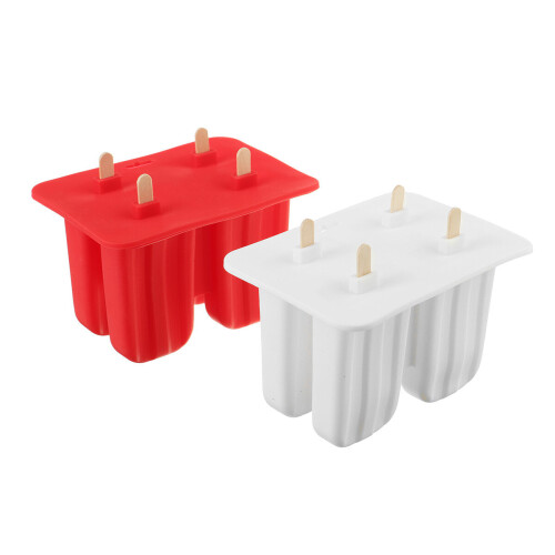 (White) Ice Cream Popsicle Molds Tools Rectangle Shaped Reusable DIY Frozen Ice Cream Baking Mold for Kitchen 1