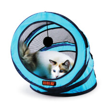 (Blue) Foldable storage spiral Pet Cat Tunnel Toys Breathable Pet Toys