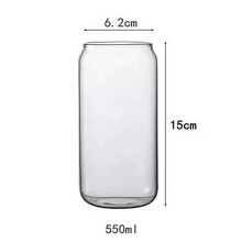 (550ml) Transparent Glass Cola Can Shaped Glass Mug Heat Resistant Cold Drink Cup Cafe Beverage Juice Milk Cup