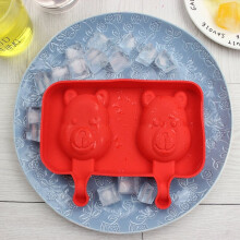 (#8 Winnie Bear) Creative Silicone Ice Cream Mold Ice Lolly Mold Rod Ice Mold Red Food Grade