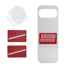 (Red) Multifunctional Stainless Steel Cutter Slicer Vegetable Cutter With Three Replaceable Blades