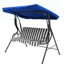 (Blue, L) 2/3 Seaters Swing Chair Garden Hammock Anti-UV Replacement Canopy Spare Cover