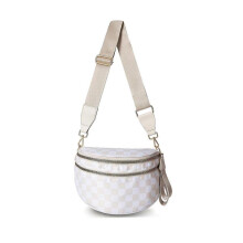 (Beige Lattice) Nuvore Crossbody Bag, Checkered Crossbody Comfort Bag, Fanny Packs for Women