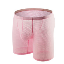 Boxer Shorts Men's Funny Costume Borat Style, Breathable Mesh Underwear, Corset Lacing, Pink, Size M