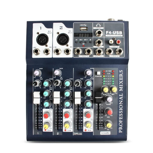 4 Channel Digital USB Cable DJ Audio Mixer Sound Board Console Microphone Inputs Mixing Station Controller Windows Mac