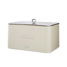 (Cream) GEEPAS Bread Bin 13L | Carbon Steel Container with Removable Lid & Easy-to-Lift Lid Handle | Easy Clean Design Preserves Loaves Fresh Longer