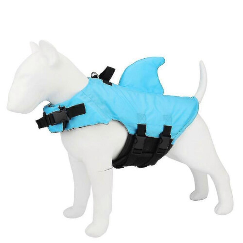 (S, Blue) Shark Shape Dog Swimming Life Vest Jacket Suit 2