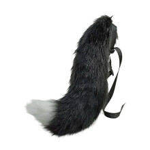 (Black and white wolf) Plush Wolf Tail And Headhoop For Cosplay Halloween Party Costume For Women