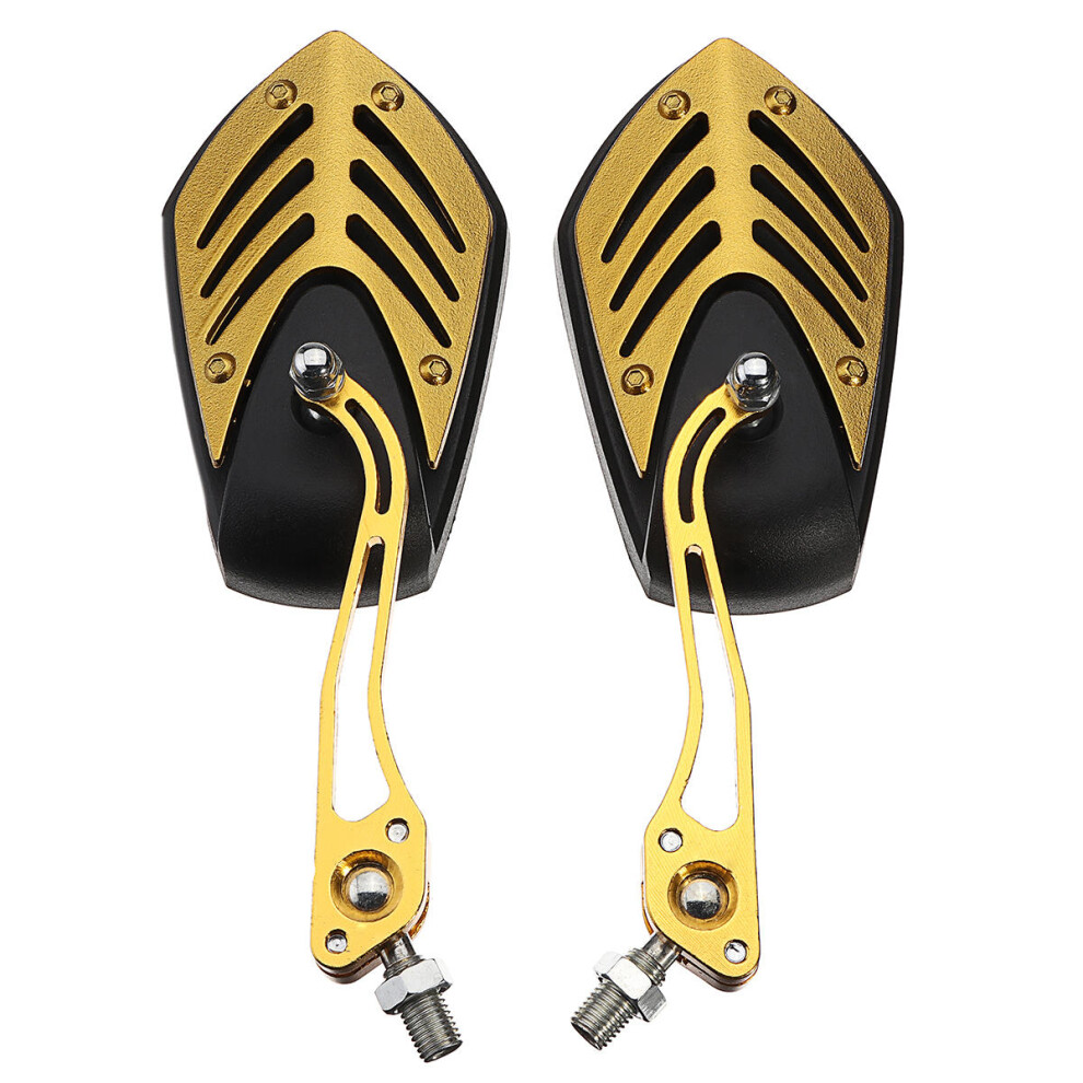 (Gold) 8Mm 10Mm Aluminum Alloy Motorcycle Bike Scooter Rear Side View Mirrors Universal Gold 8727971665800