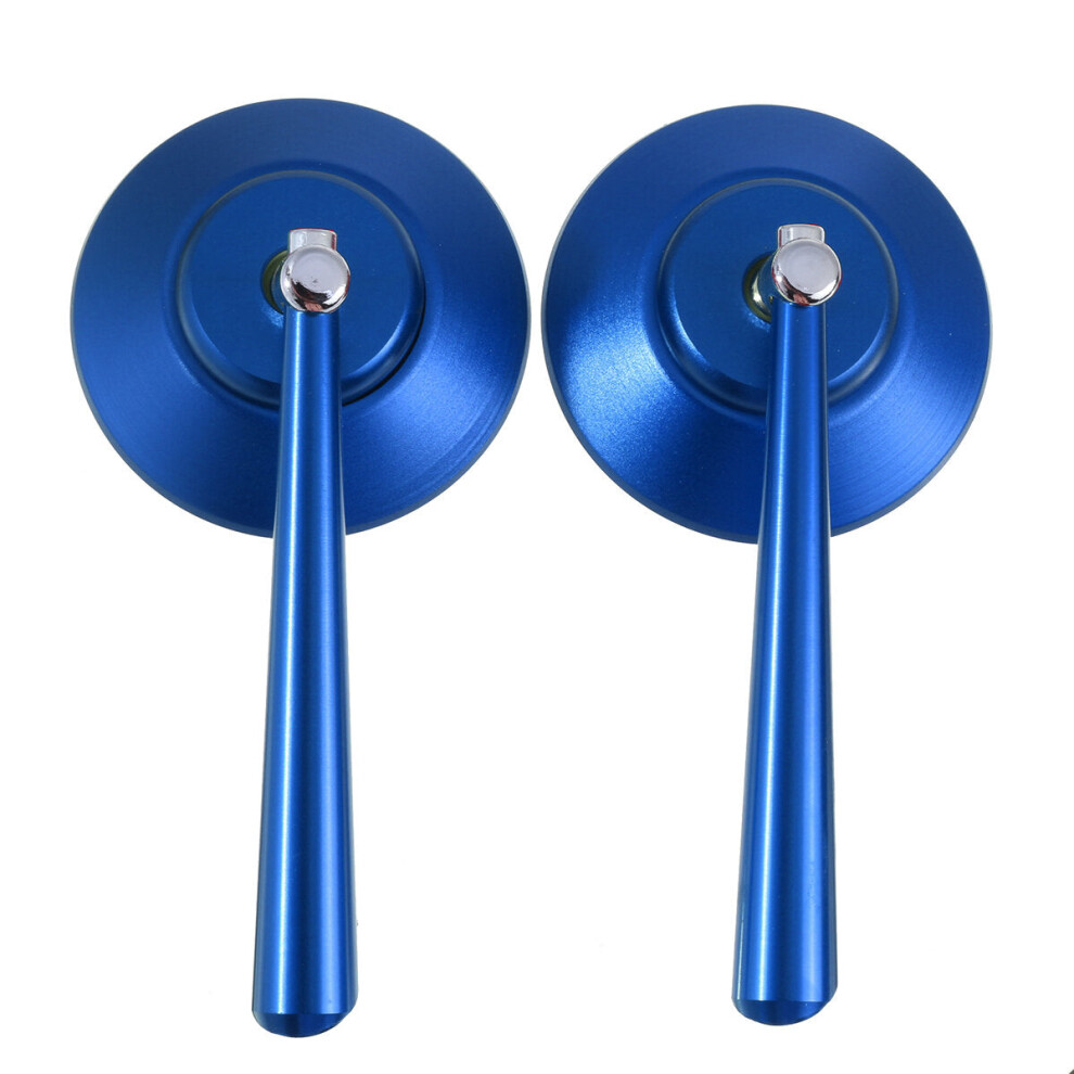 (Blue) Pair Motorcycle Motorbike Handlebar Side Mirrors Mirror Rearview Blue 8727971661215