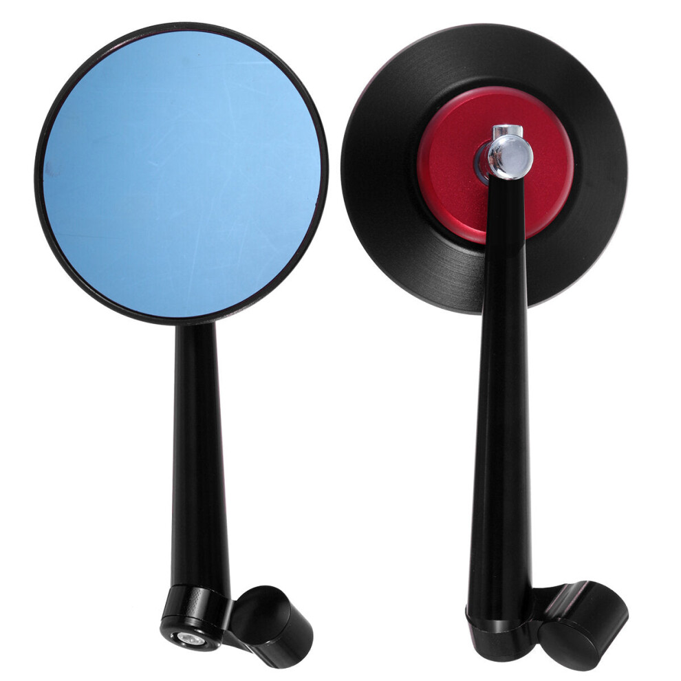 (+Red) Pair Motorcycle Motorbike Handlebar Side Mirrors Mirror Rearview Black/Red 8727971661260