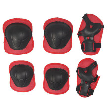 (Red) Children Sports Protective Gear Safety Knee Elbow Palm Guards Equipment For Bike Cycling