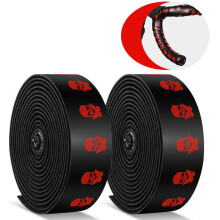 (Red) 2 Pcs 2150mm Bike Handlebar Tape Bicycle Handlebar Grip Grip Tape Wraps Adhesive Back with Bar Plugs