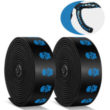 (Blue) 2 Pcs 2150mm Bike Handlebar Tape Bicycle Handlebar Grip Grip Tape Wraps Adhesive Back with Bar Plugs