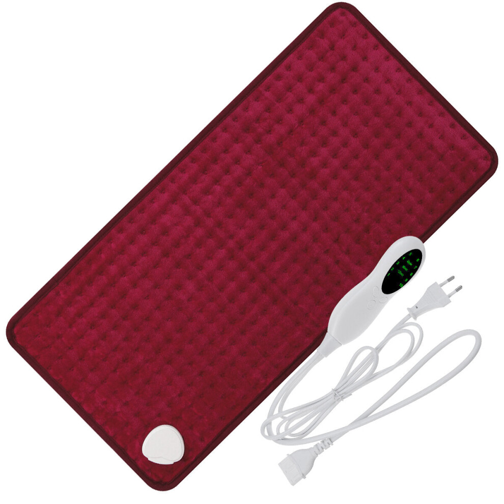 Greenzech (Red, Eu Plug) 70*40Cm Electric Therapy Heating Pad 10 Gears Temperature Adjstment Electric Blanket Abdomen Body Washable Fast-Heating Electric Pad