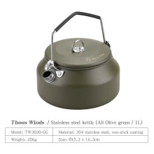 (Green) 1L Portable Water Kettle Teapot For Outdoor Make Tea Boil Coffee Tableware Cookware Stainless Steel Camping Supplies
