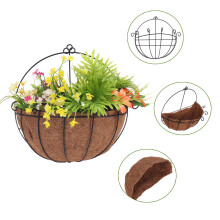(12 inches) Semicircle Flower Basket Plant Pot Holder Wall Hanging Baskets Metal Flower Pot Planter for Home Garden Balcony Decoration Container