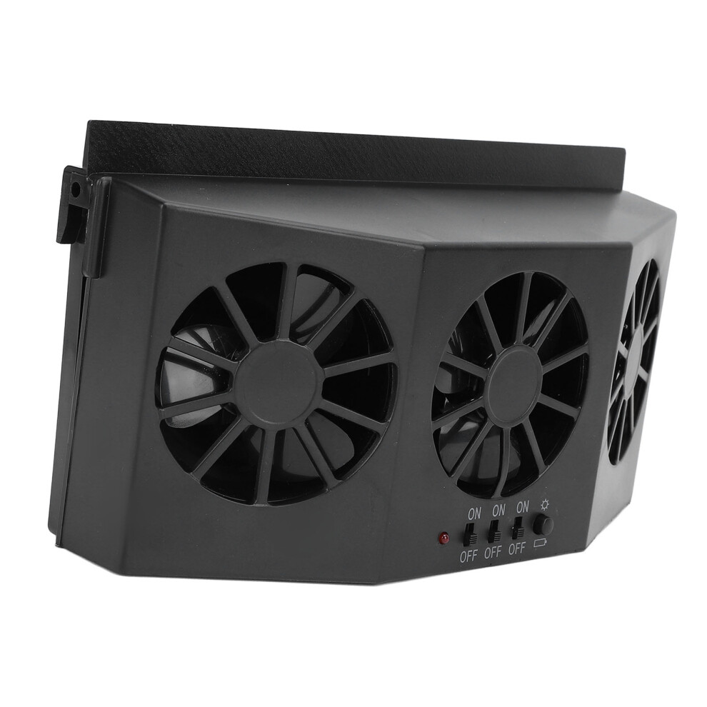 Solar Car Exhaust Fan 3-Speed Abs Ventilation Odor Removal Black 8731337533283
