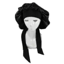 (Black) Silk Bonnet Satin Bonnet For Sleeping Bonnet With Tie Band Night Cap High Quality