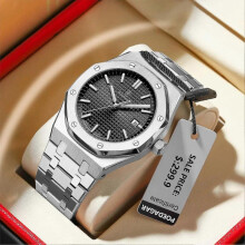 (Silver Black) Luxury Business Watch For Man Sport Stainless Steel Men Watch Waterproof Luminous Date Men's Watches Quartz Clock Reloj