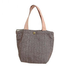(Red Brown) Simple Woolen Women Handbag Portable Multipurpose Hand Bag for Working Office