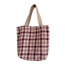 (Purple) Simple Woolen Women Handbag Portable Multipurpose Hand Bag for Working Office