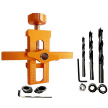 (Orange Suit) Aluminum Alloy Cabinet Door Hinge Jig Tool - Adjustable Punch Locator Guide for Door Handles, Drawers, and Woodworking