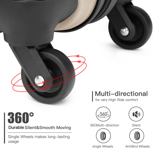 (Gold, 19inch) 19/24/28 inch Horizontal Design ABS Hard Shell Suitcase Set 1