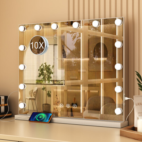 50*40 cm Hollywood Makeup Mirror Vanity LED Light Mirror Dimmable UK 2