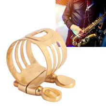 Brass Soprano Saxophone Ligature with Adjustable Screws - Gold