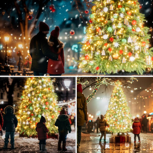 Christmas Tree Lights with Ring, 3M x 400 LEDs Xmas Tree Waterfall Lights 1