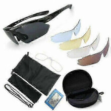 (Black) 5 Lens Goggles Polarized Cycling Glasses Bike Sunglasses zZ