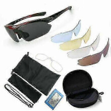 (Red) 5 Lens Goggles Polarized Cycling Glasses Bike Sunglasses zZ
