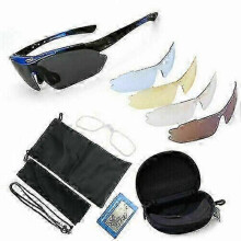 (Blue) 5 Lens Goggles Polarized Cycling Glasses Bike Sunglasses zZ