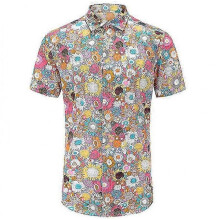 (S, Pink) Men's Hawaiian Floral Shirts Top, Short Sleeve Lapel Shirt Summer Print Shirt zZ