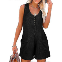 (M, black) Summer Women's Sleeveless Jumpsuit Shorts Casual Women's Jumpsuit Large Women's Clothing zZ